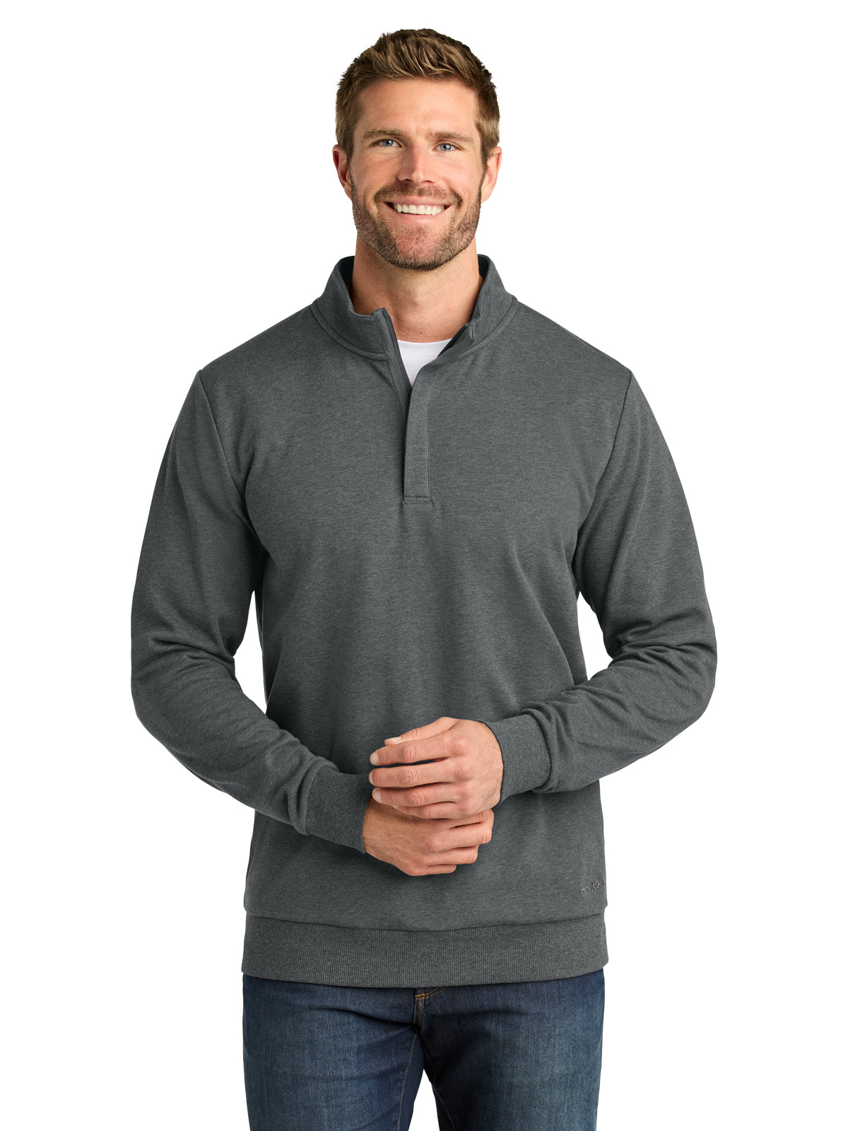 Men's Pocketless Ocean Villa 1/4-Zip Sweatshirt - TMA41421 - Dark Grey Heather