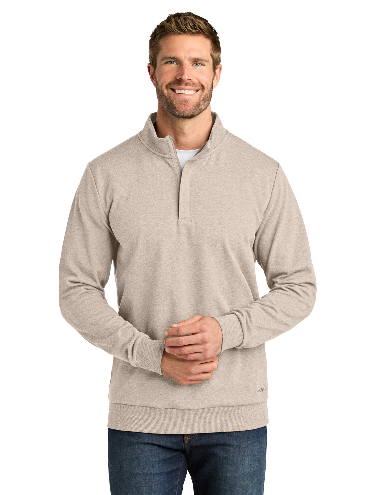 Men's Pocketless Ocean Villa 1/4-Zip Sweatshirt - TMA41421 - Natural Heather