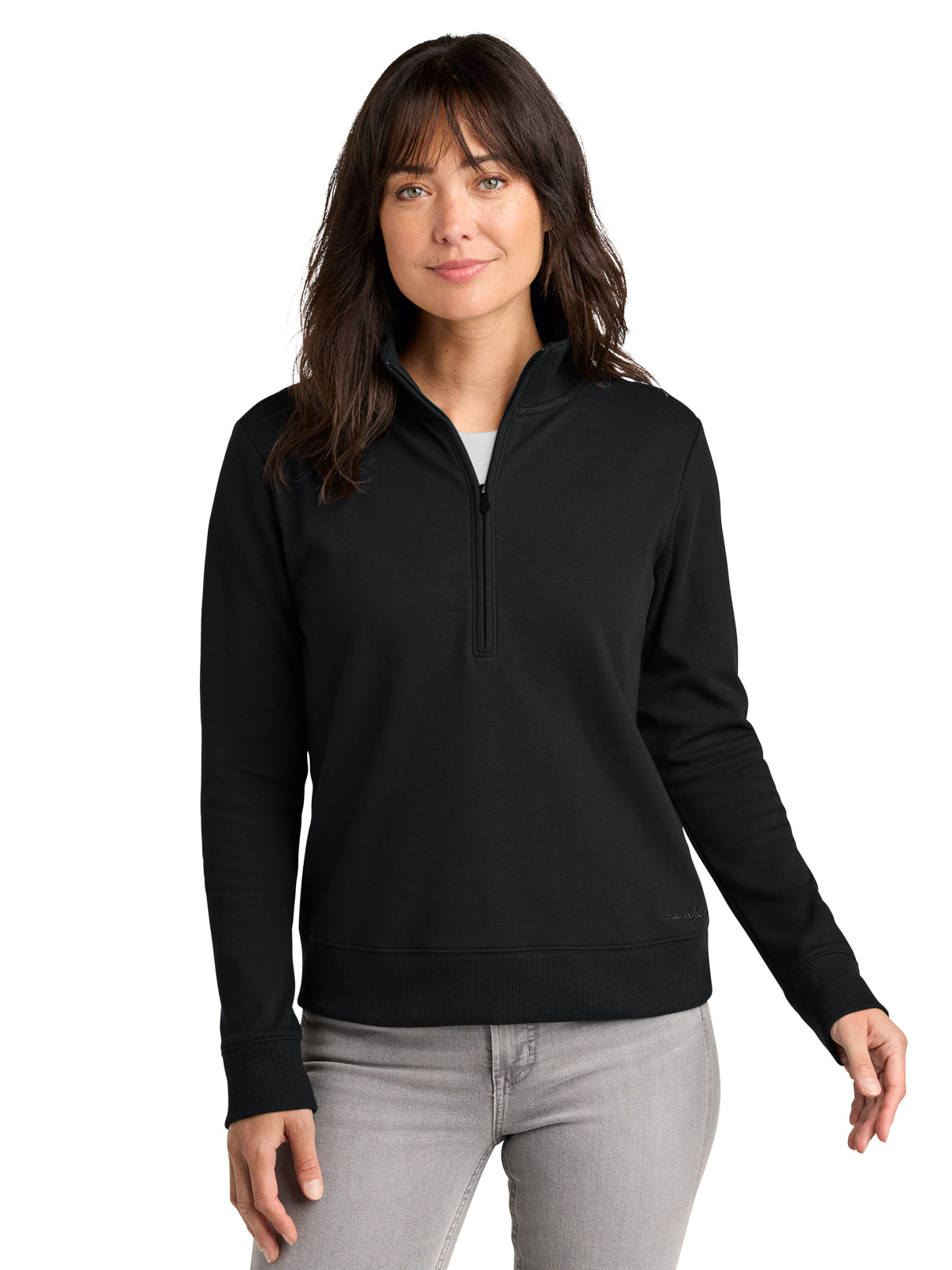 Women's Pocketless Ocean Villa 1/4-Zip Sweatshirt - TMA41428 - Black