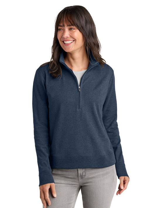Women's Pocketless Ocean Villa 1/4-Zip Sweatshirt - TMA41428 - Blue Heather