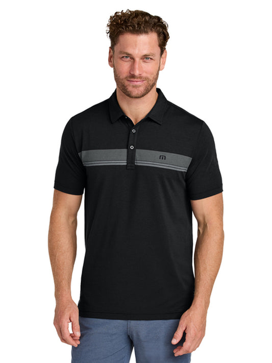 Men's Pocketless Glenview Stripe Polo - TMA41462 - Black