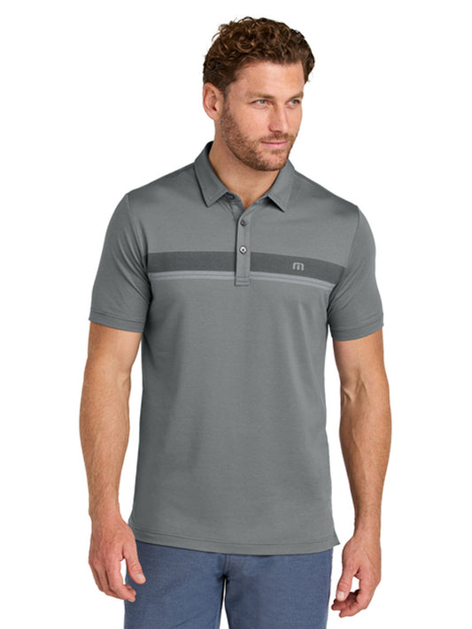 Men's Pocketless Glenview Stripe Polo - TMA41462 - Quiet Shade Grey