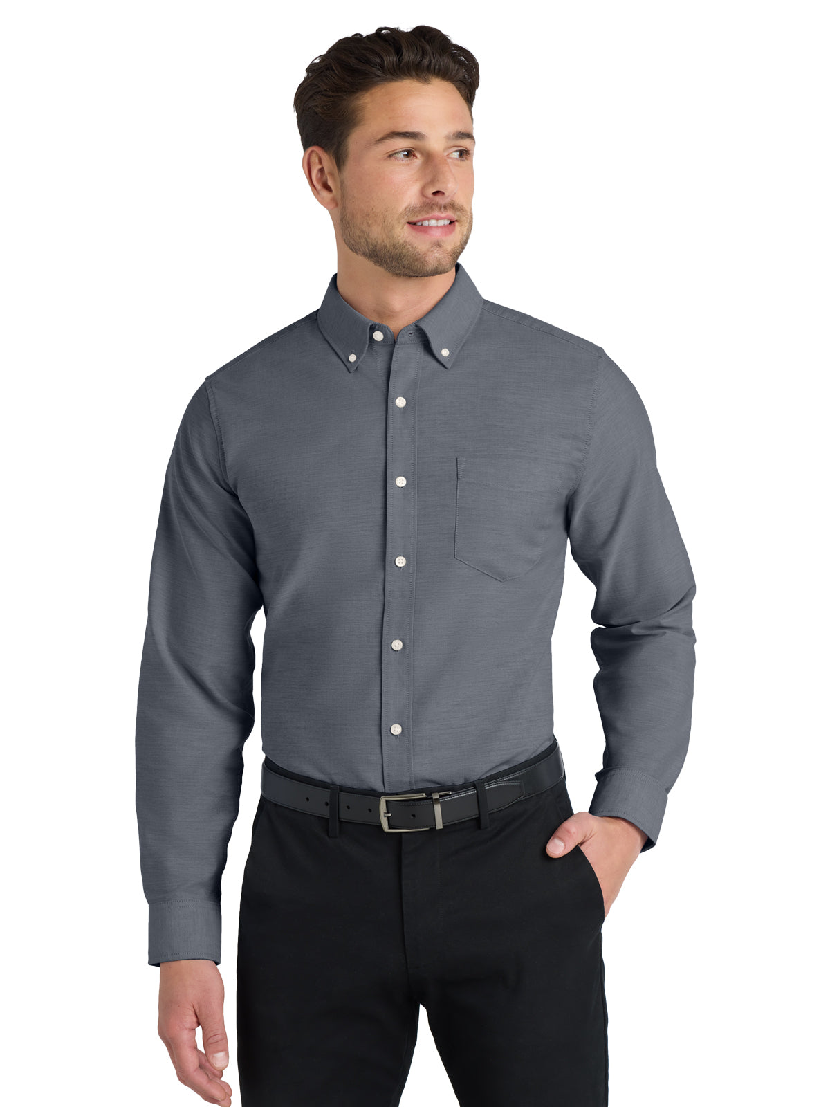 Men's Tall SuperPro™ Oxford Shirt - TS658 - Black