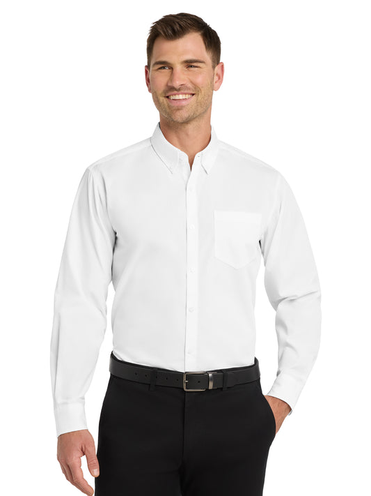 Men's Long Sleeve Poplin Shirt - TW100 - White