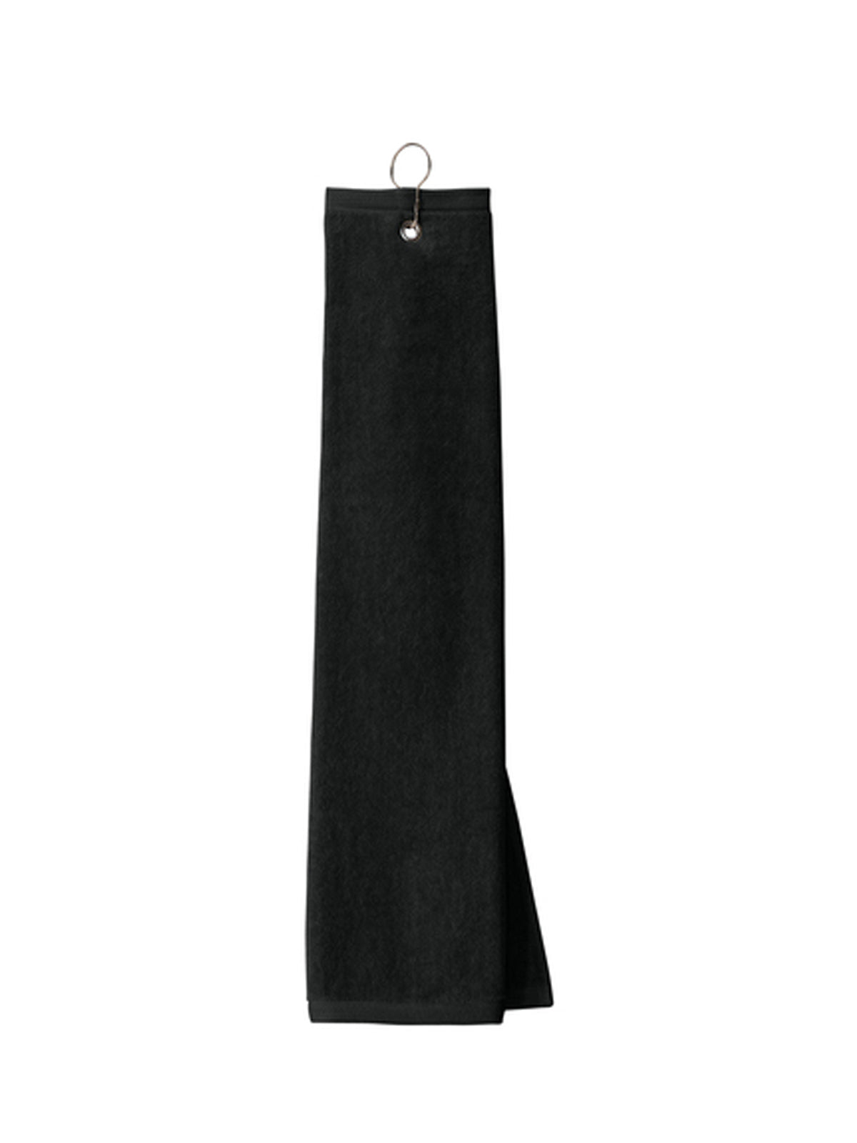 Grommeted Tri-Fold Golf Towel - TW50 - Black