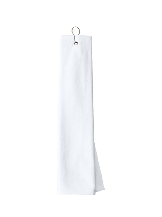Grommeted Tri-Fold Golf Towel - TW50 - White
