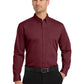 Men's 1-Pocket Long Sleeve Poplin Shirt - W100 - Burgundy