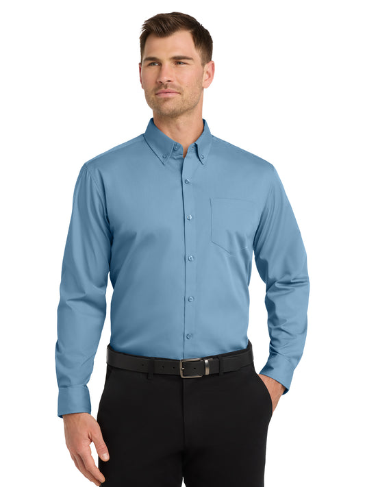 Men's 1-Pocket Long Sleeve Poplin Shirt - W100 - Carolina Blue