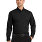 Men's 1-Pocket Long Sleeve Poplin Shirt - W100 - Deep Black