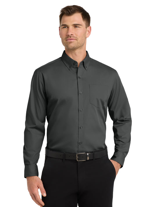 Men's 1-Pocket Long Sleeve Poplin Shirt - W100 - Graphite
