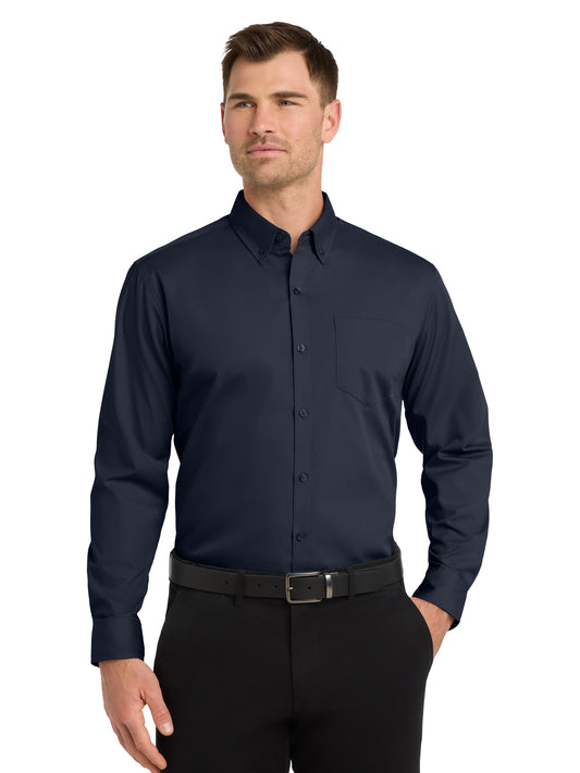 Men's 1-Pocket Long Sleeve Poplin Shirt - W100 - River Blue Navy