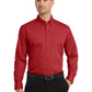 Men's 1-Pocket Long Sleeve Poplin Shirt - W100 - Rich Red