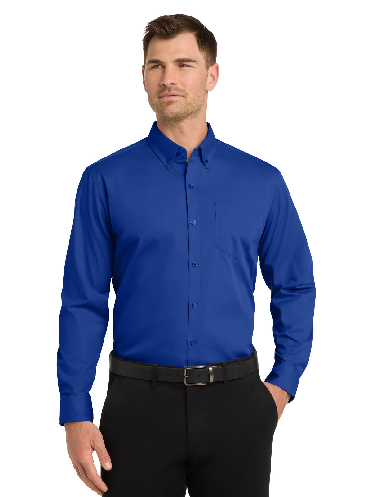 Men's 1-Pocket Long Sleeve Poplin Shirt - W100 - True Royal