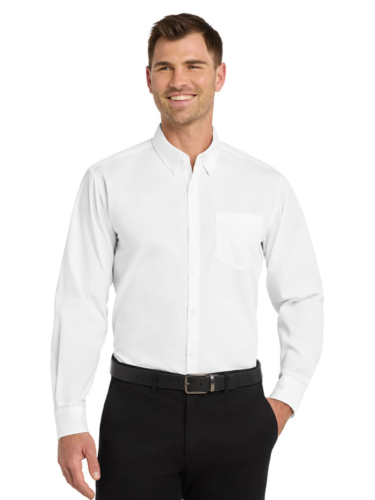Men's 1-Pocket Long Sleeve Poplin Shirt - W100 - White