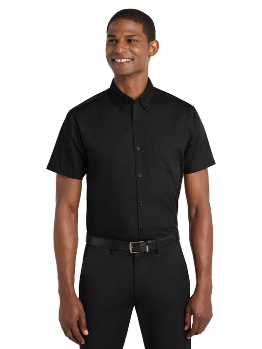 Men's Short Sleeve Poplin Shirt - W101 - Deep Black