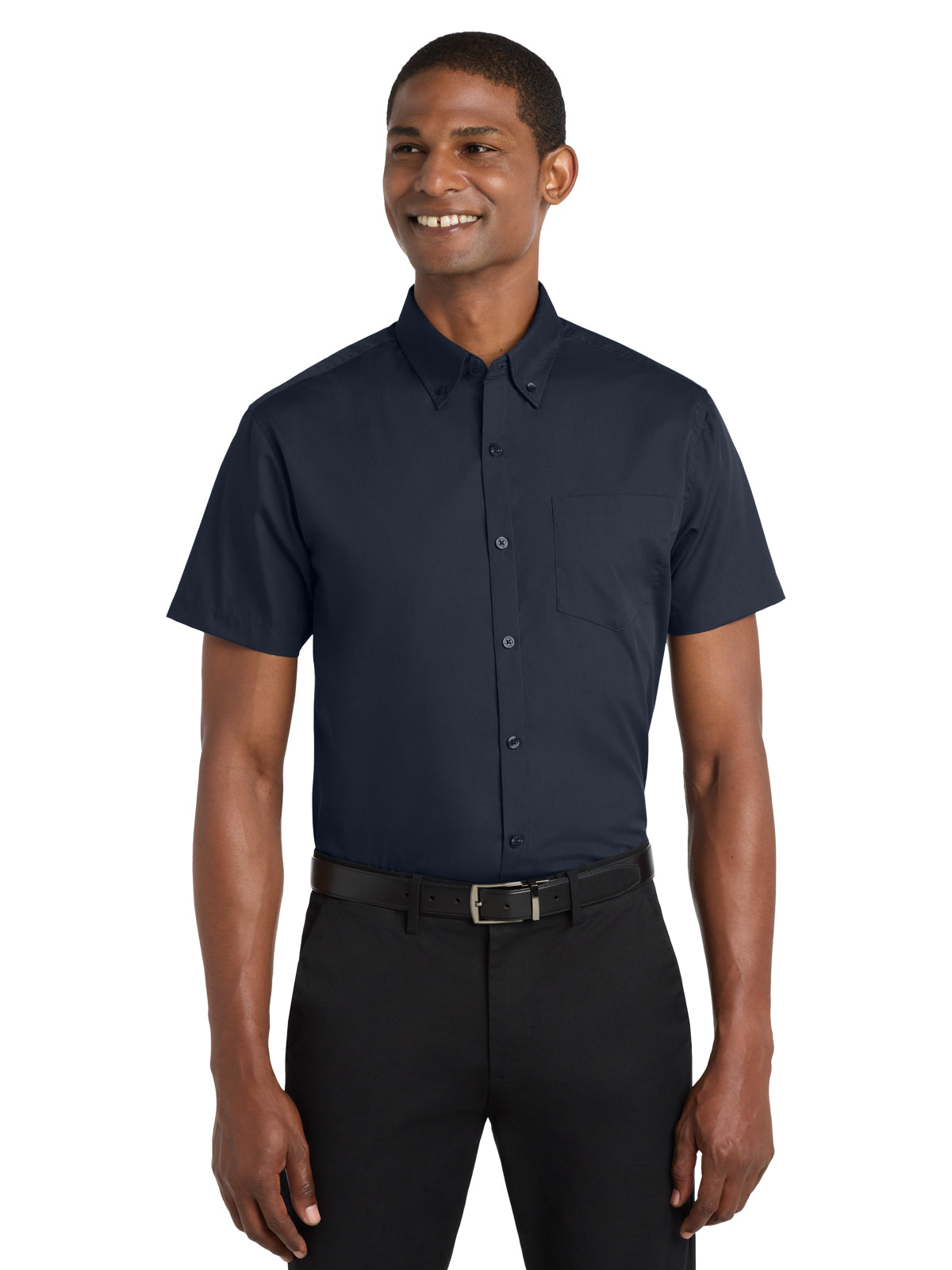 Men's Short Sleeve Poplin Shirt - W101 - River Blue Navy