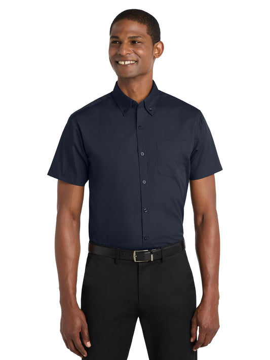 Men's Short Sleeve Poplin Shirt - W101 - River Blue Navy