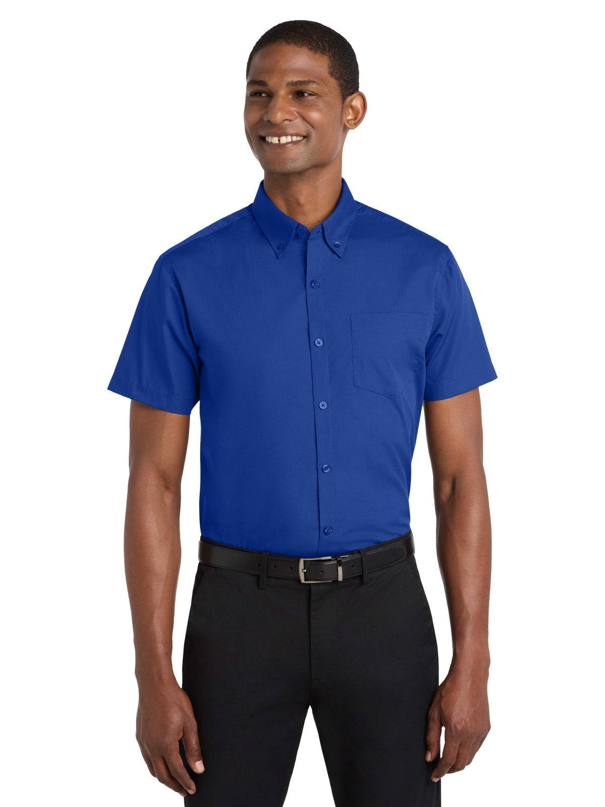 Men's Short Sleeve Poplin Shirt - W101 - True Royal