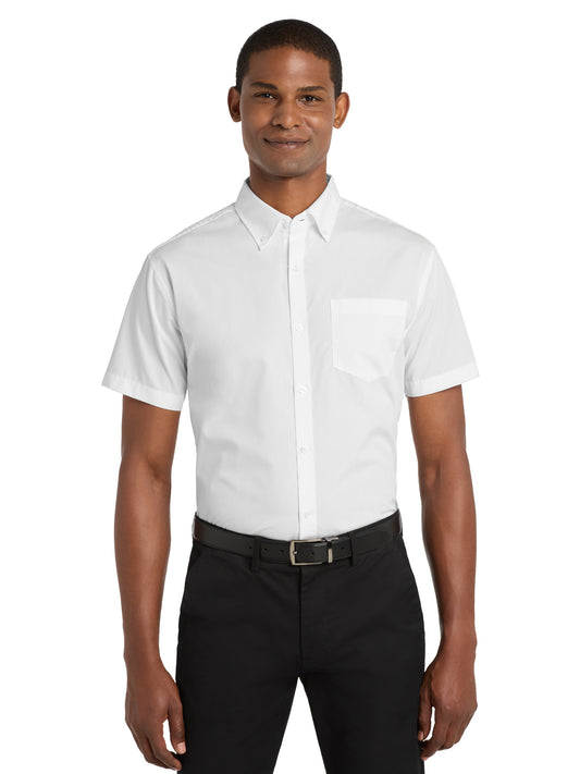 Men's Short Sleeve Poplin Shirt - W101 - White