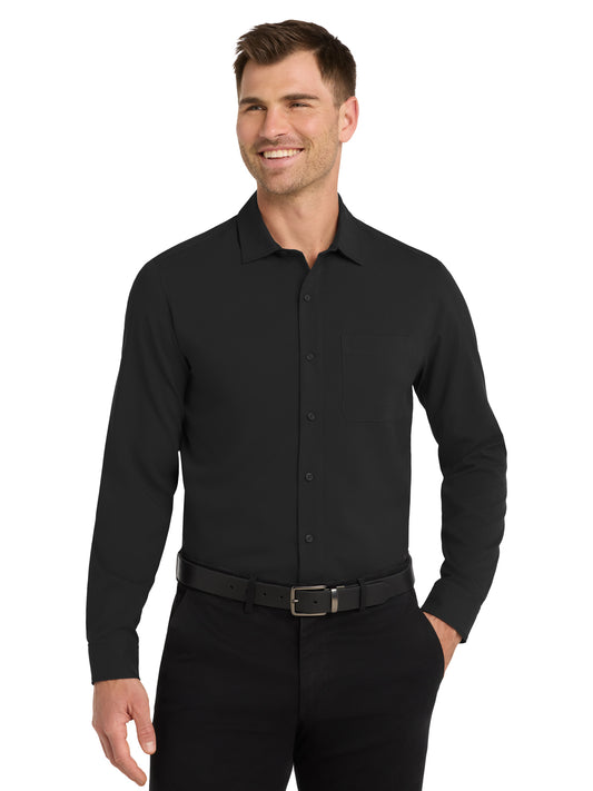 Men's Long Sleeve Button Up Performance Shirt - W401 - Black