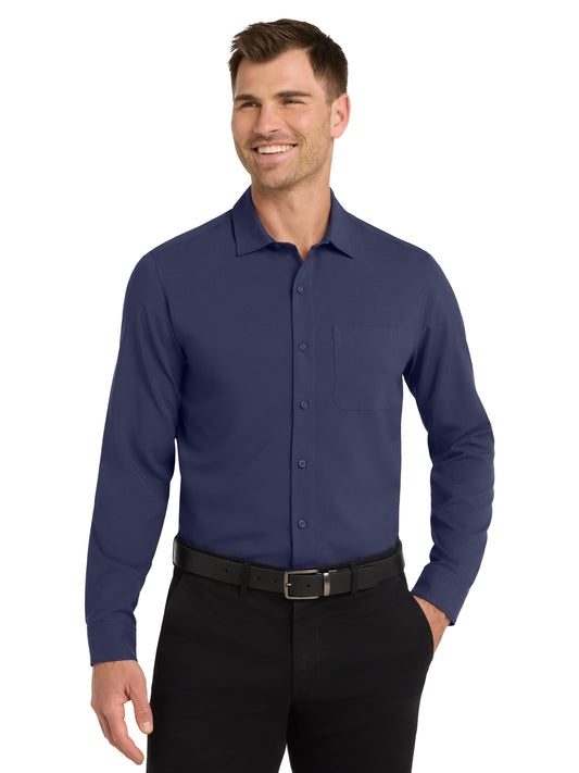 Men's Long Sleeve Button Up Performance Shirt - W401 - True Navy
