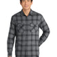 Men's Plaid Flannel Shirt - W668 - Grey/ Black Open Plaid