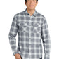 Men's Plaid Flannel Shirt - W668 - Grey/ Cream Open Plaid
