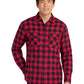 Men's Plaid Flannel Shirt - W668 - Red/ Black Buffalo Check