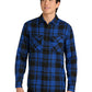 Men's Plaid Flannel Shirt - W668 - Royal/Black