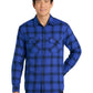 Men's Plaid Flannel Shirt - W668 - Royal/ Black Open Plaid