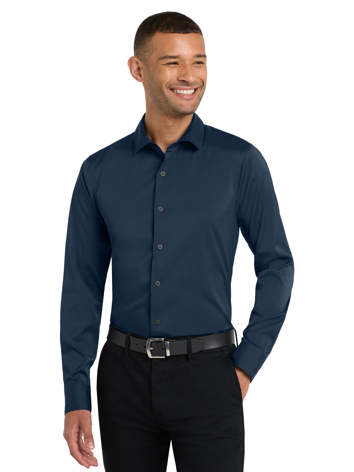 Men's City Stretch Button-Down Shirt - W680 - River Blue Navy
