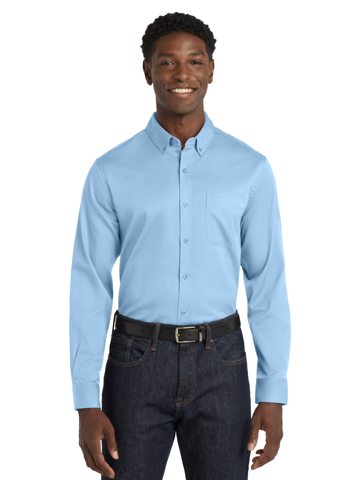 Men's Long Sleeve Button Up Performance Shirt - W808 - Cloud Blue