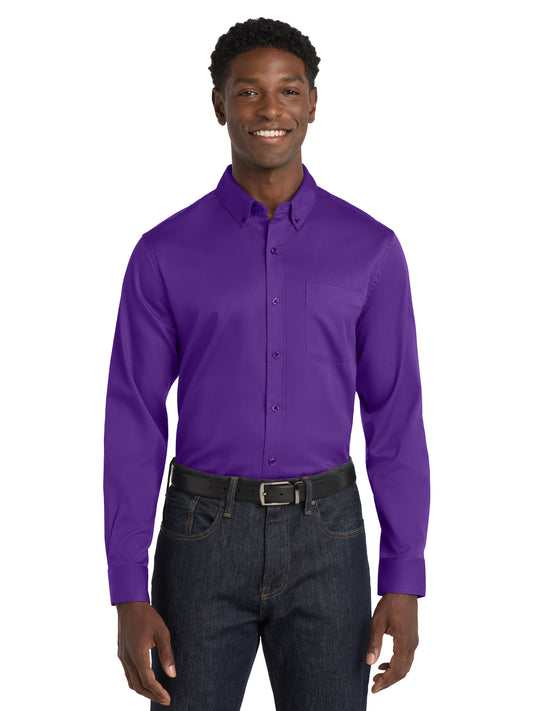 Men's Long Sleeve Button Up Performance Shirt - W808 - Purple