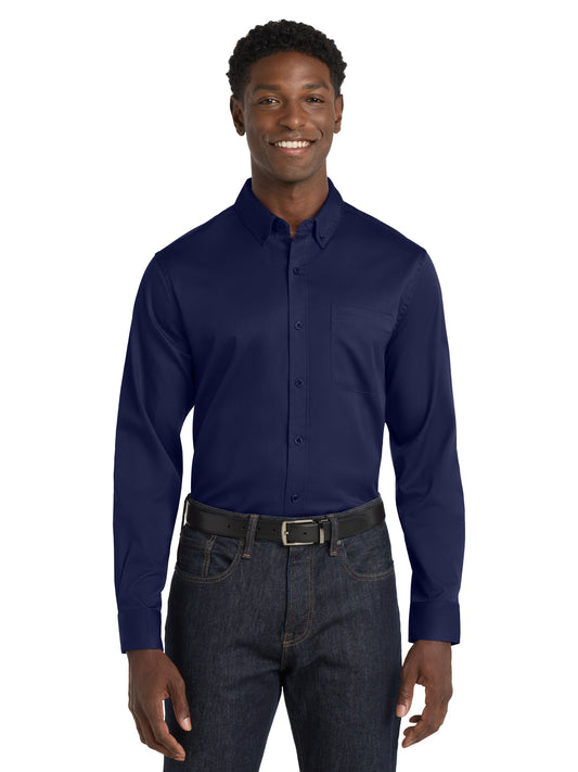Men's Long Sleeve Button Up Performance Shirt - W808 - True Navy