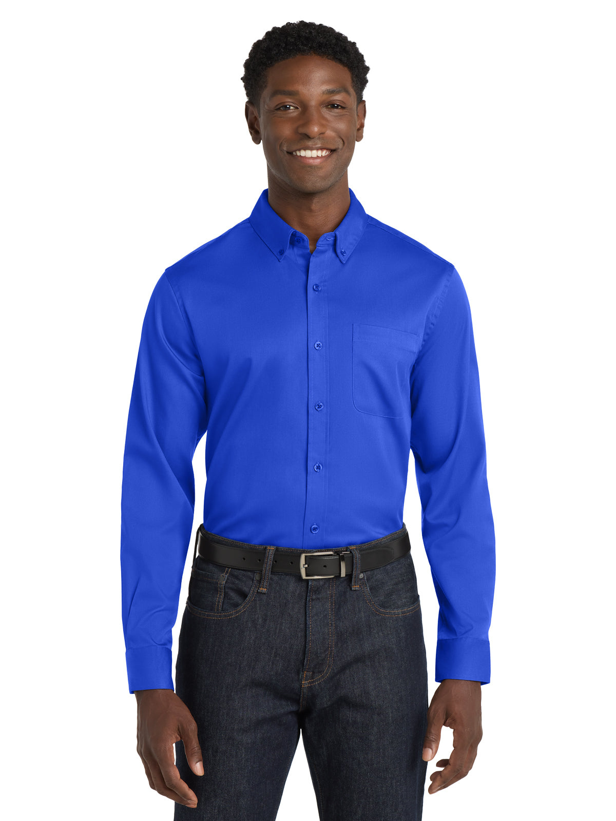 Men's Long Sleeve Button Up Performance Shirt - W808 - True Royal