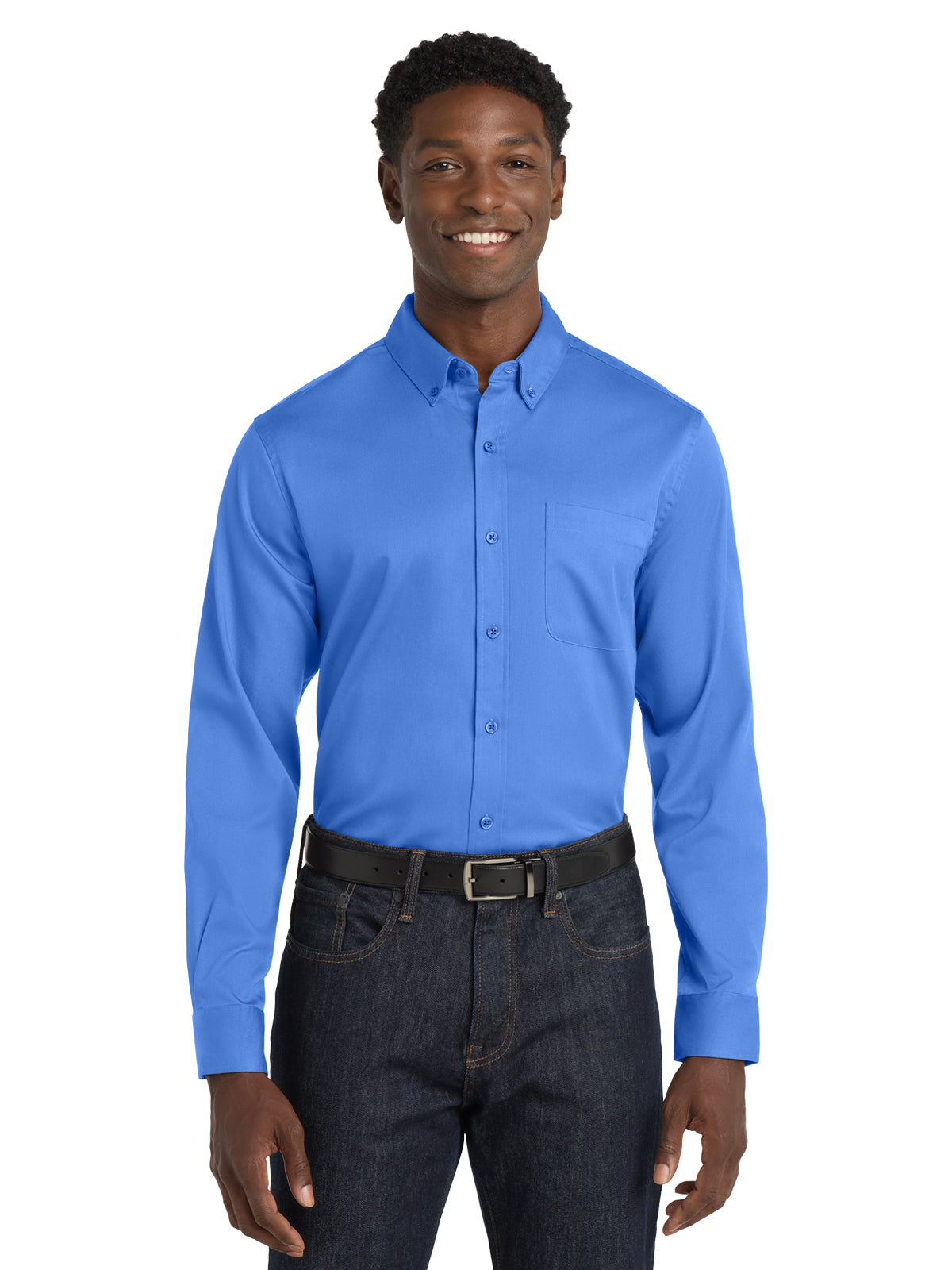 Men's Long Sleeve Button Up Performance Shirt - W808 - Ultramarine Blue