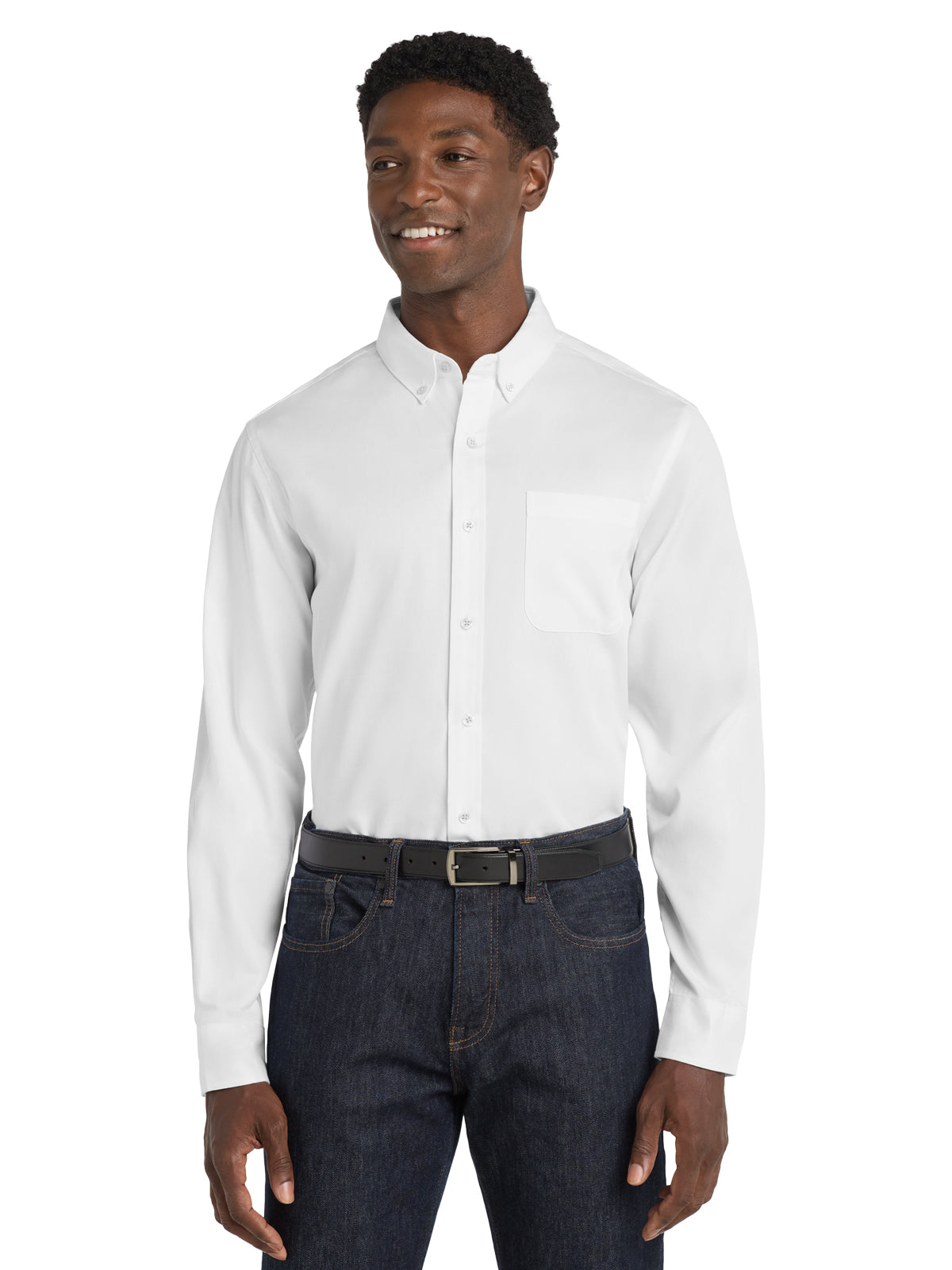 Men's Long Sleeve Button Up Performance Shirt - W808 - White
