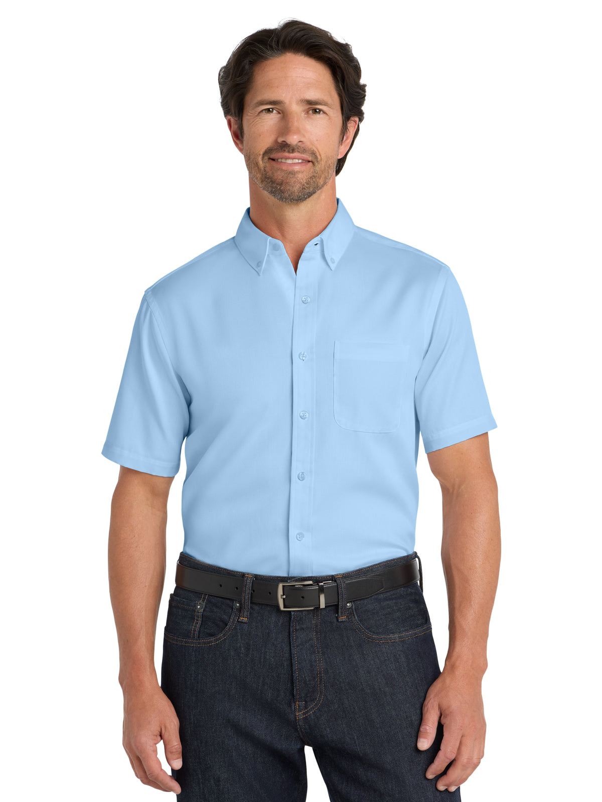 Men's Short Sleeve Button Up Shirt - W809 - Cloud Blue