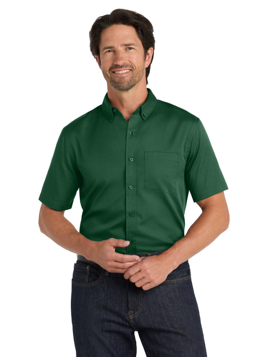 Men's Short Sleeve Button Up Shirt - W809 - Dark Green