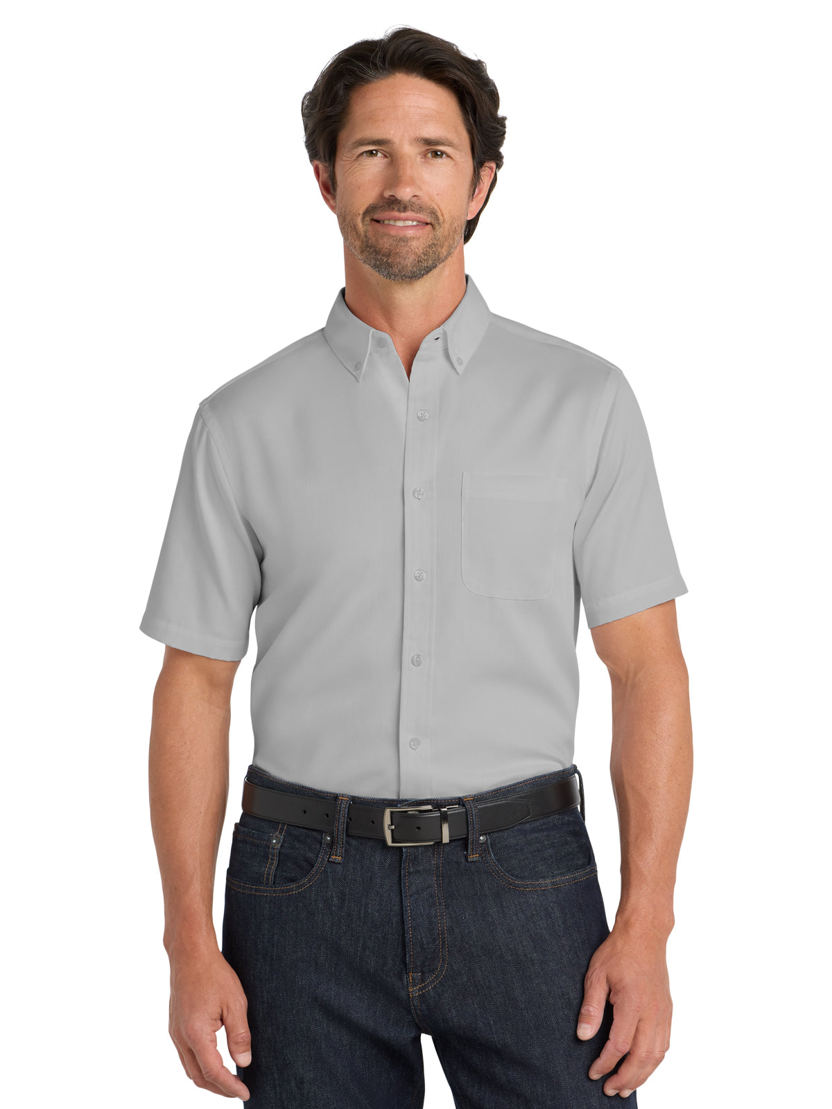 Men's Short Sleeve Button Up Shirt - W809 - Gusty Grey