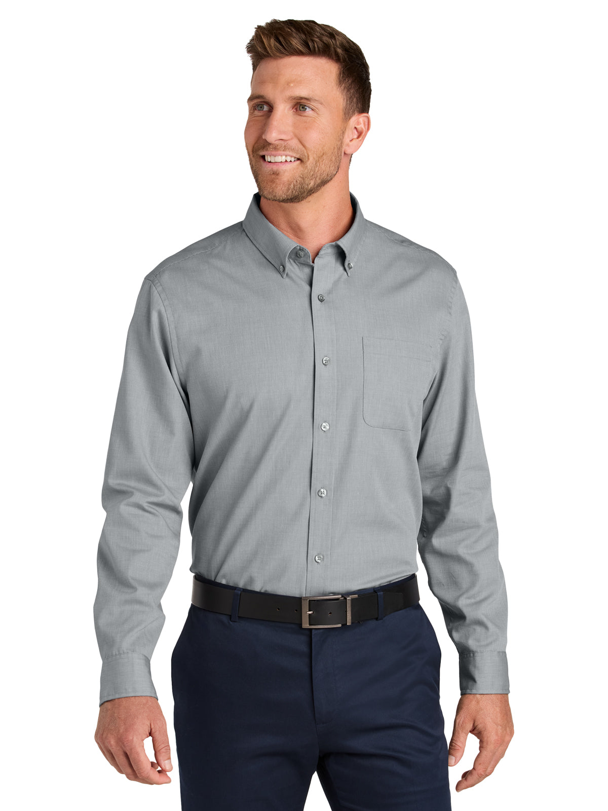 Men's 1-Pocket Easy Care Long Sleeve Shirt - W816 - Gusty Grey