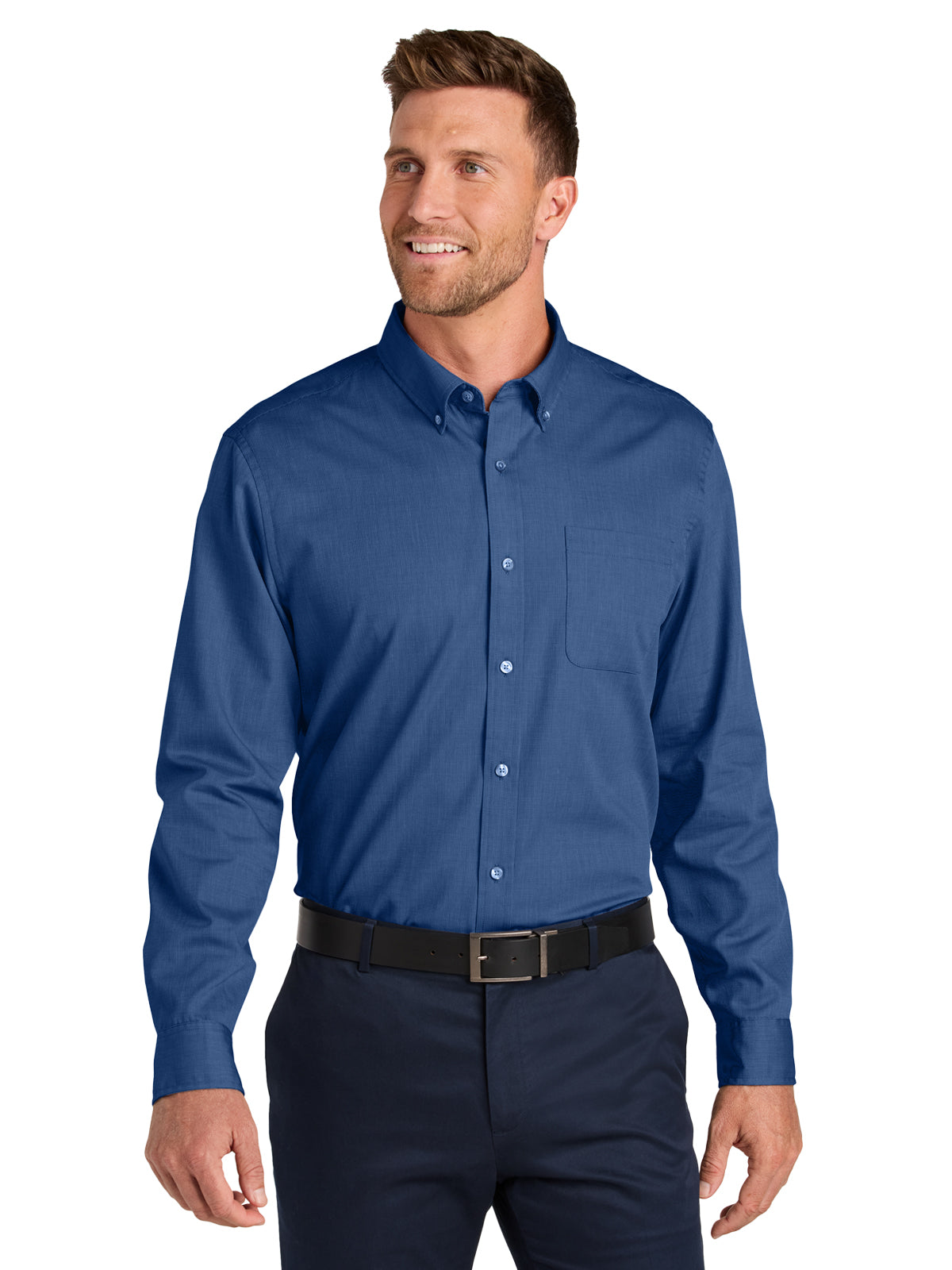Men's 1-Pocket Easy Care Long Sleeve Shirt - W816 - Mediterranean Blue