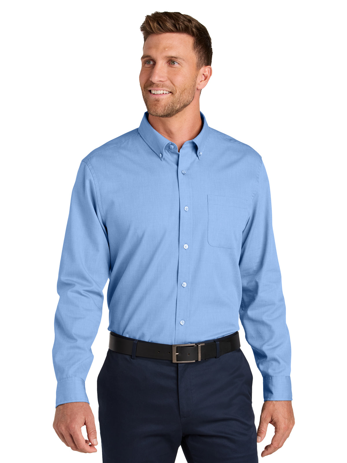 Men's 1-Pocket Easy Care Long Sleeve Shirt - W816 - Swiss Blue