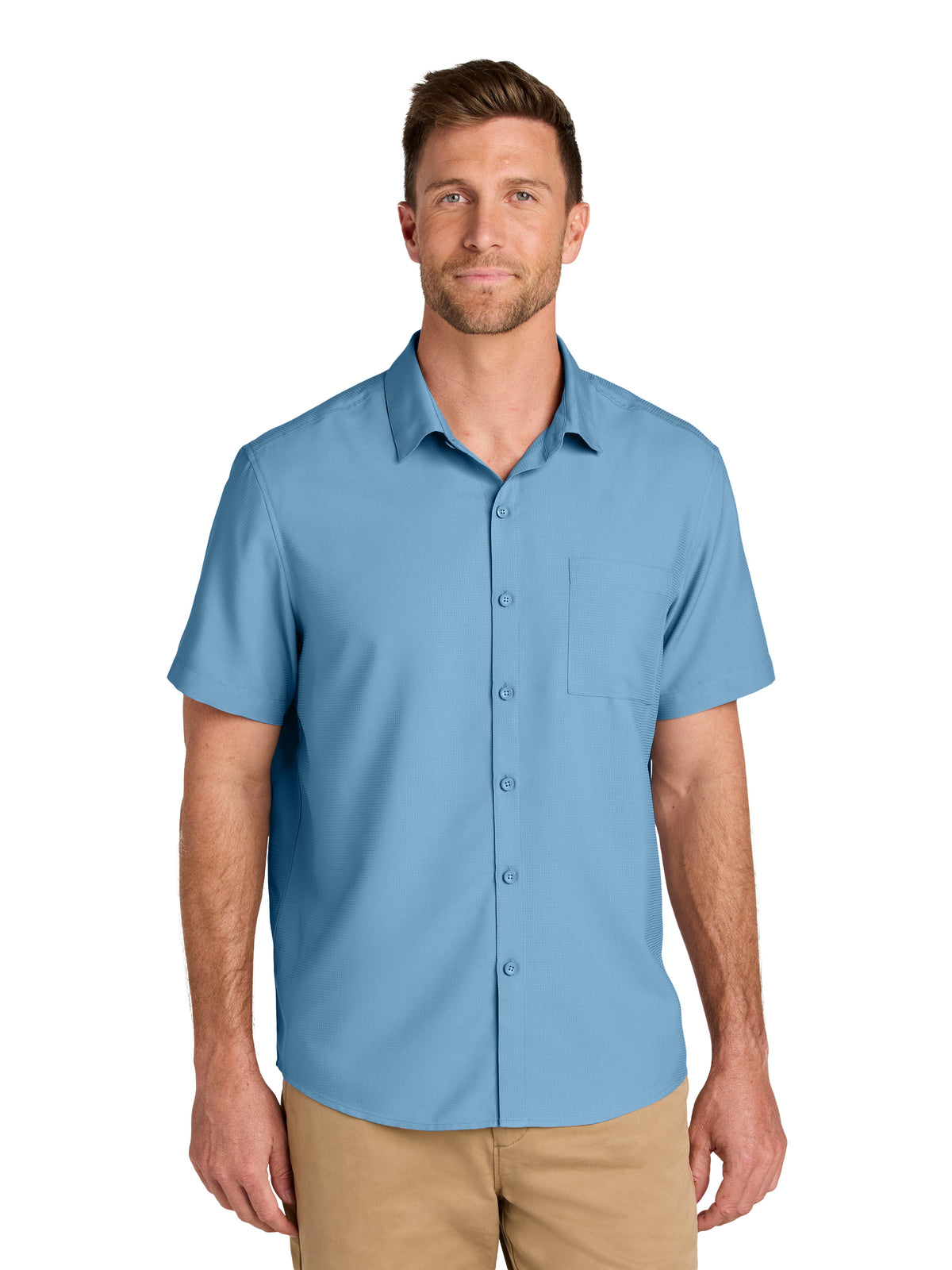 Men's Short Sleeve UV Dockside Shirt - W963 - Carolina Blue