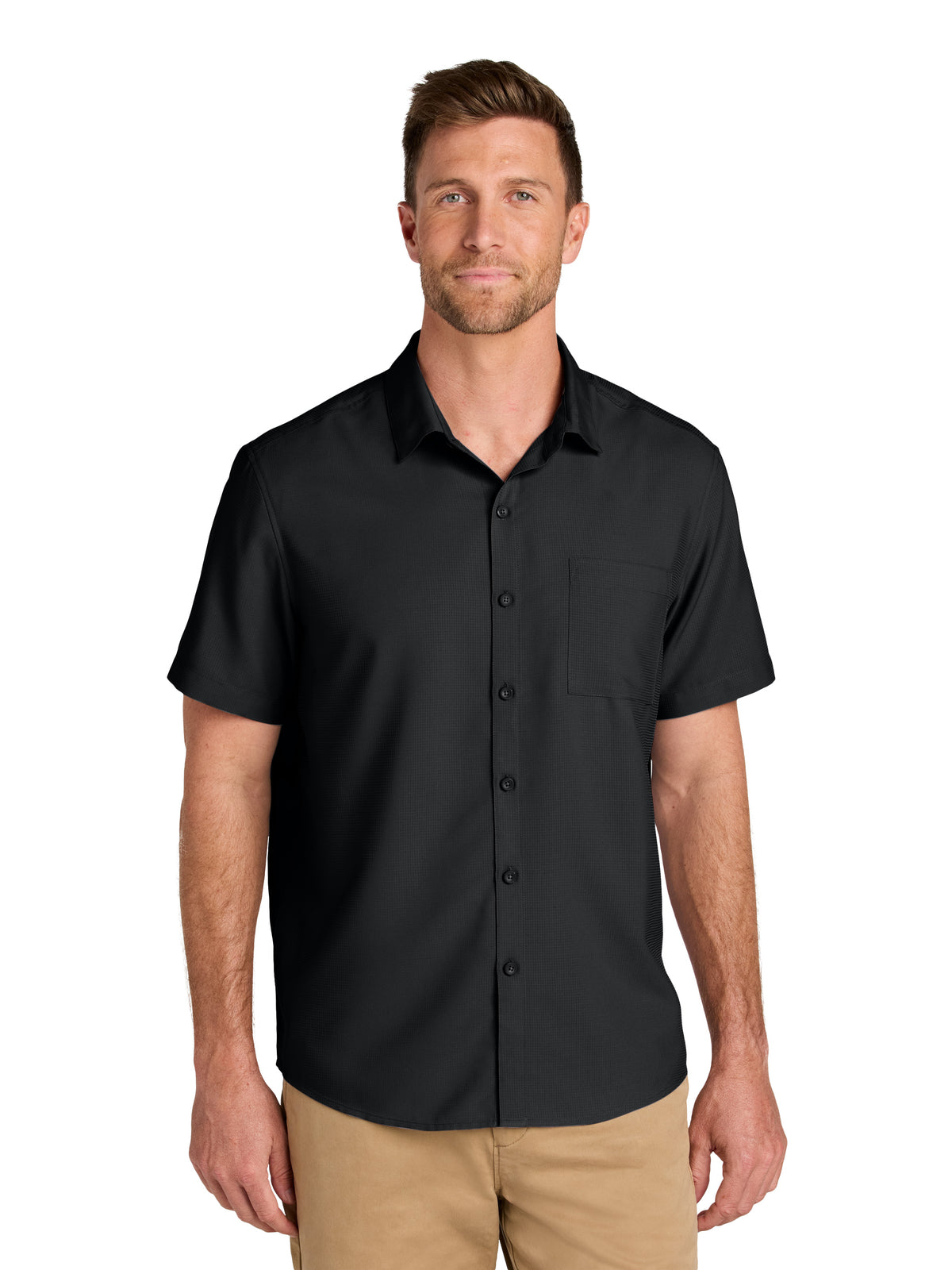 Men's Short Sleeve UV Dockside Shirt - W963 - Deep Black
