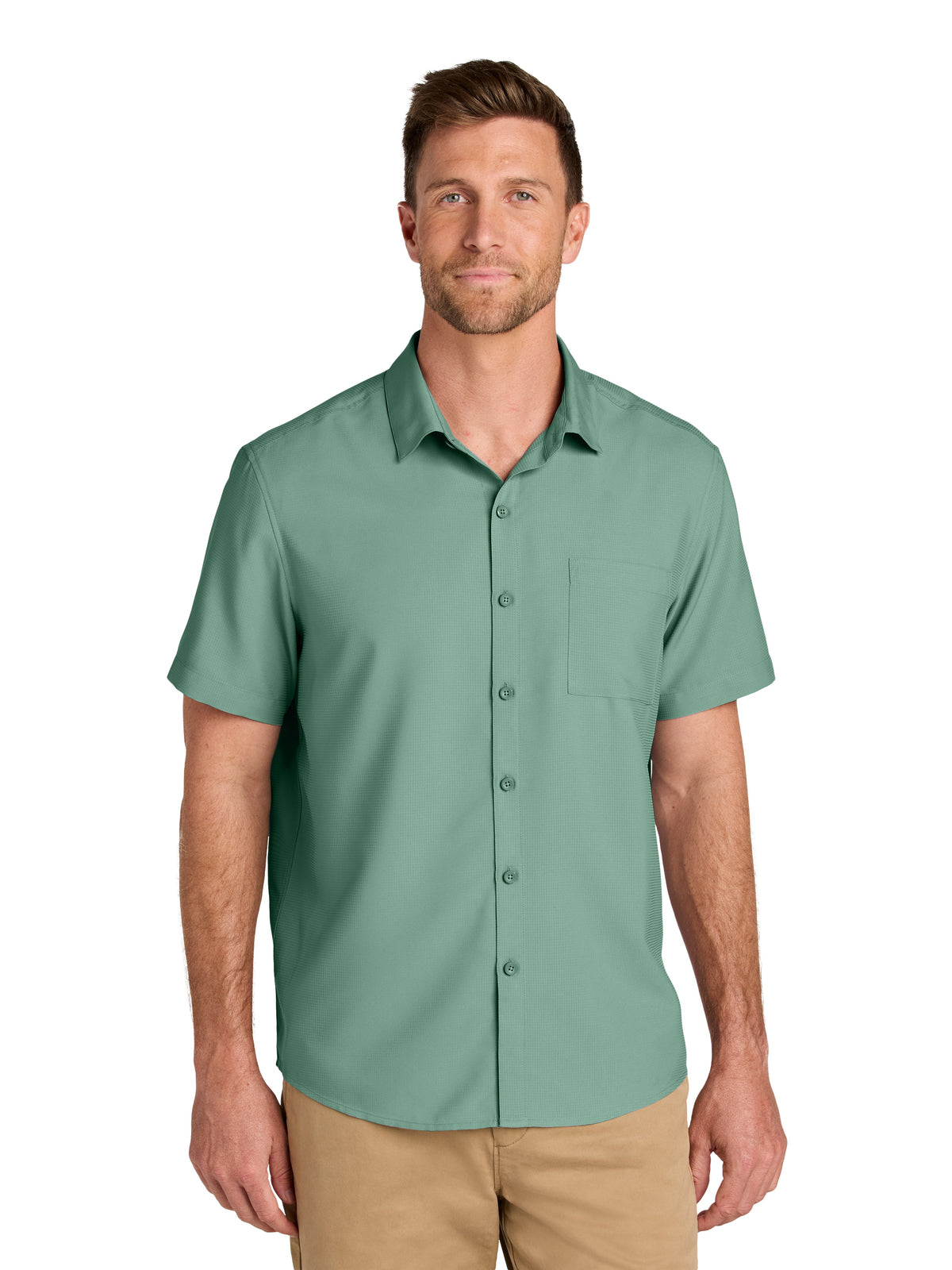 Men's Short Sleeve UV Dockside Shirt - W963 - Sage