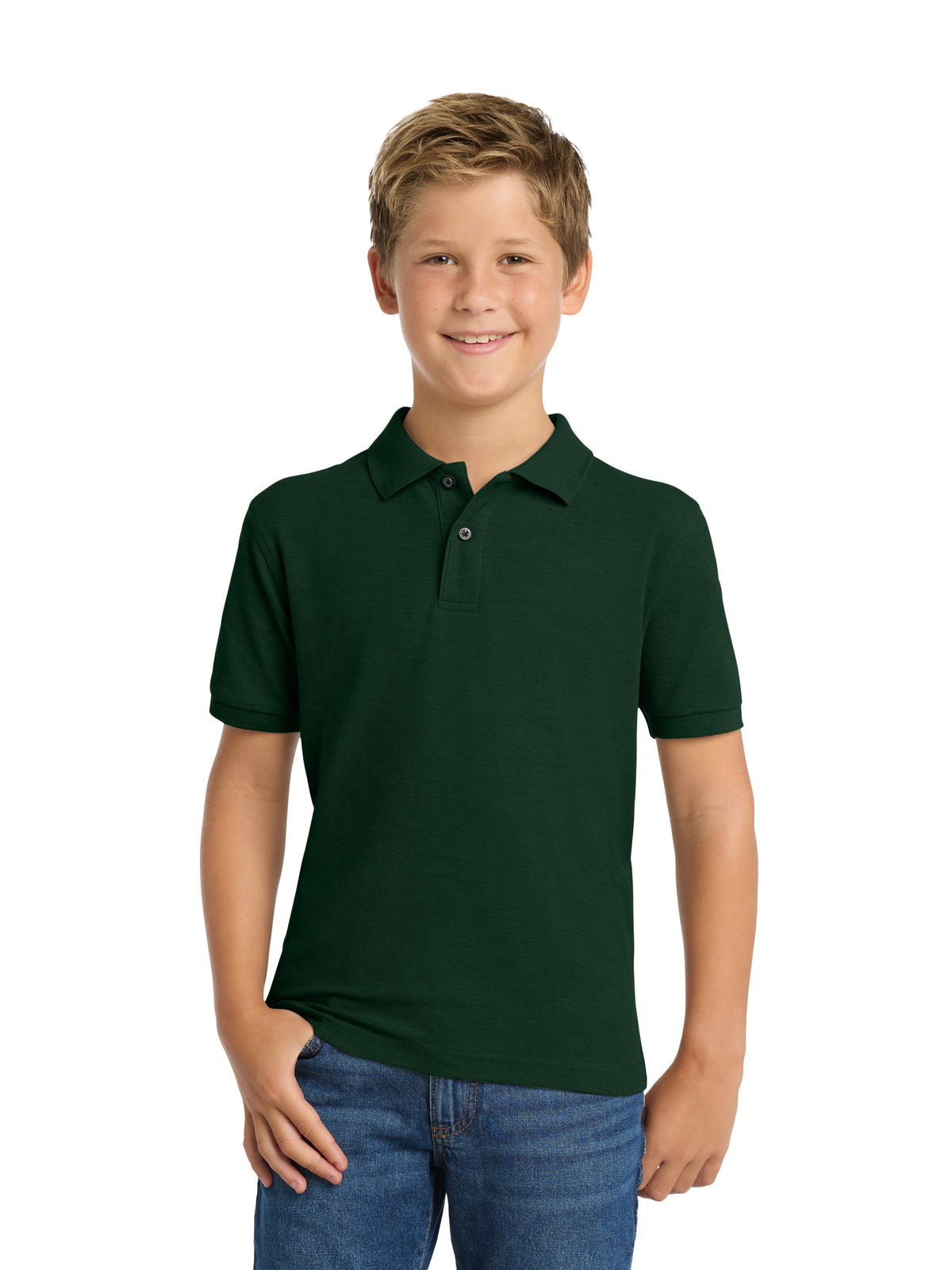 Youth Silk Touch Polo - Y500 - Dark Green