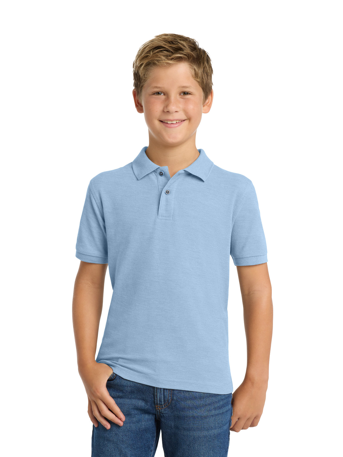 Youth Silk Touch Polo - Y500 - Light Blue