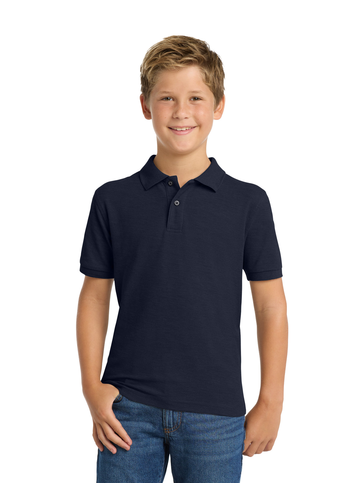 Youth Silk Touch Polo - Y500 - Navy