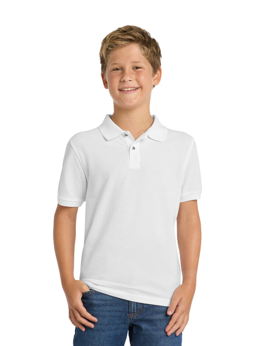 Youth Silk Touch Polo - Y500 - White